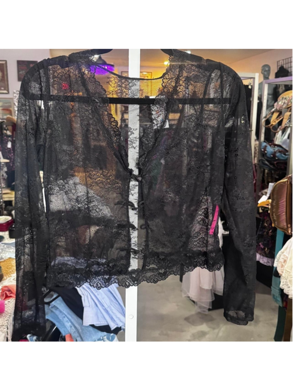 Seven til Midnight black lace cardigan Y2K